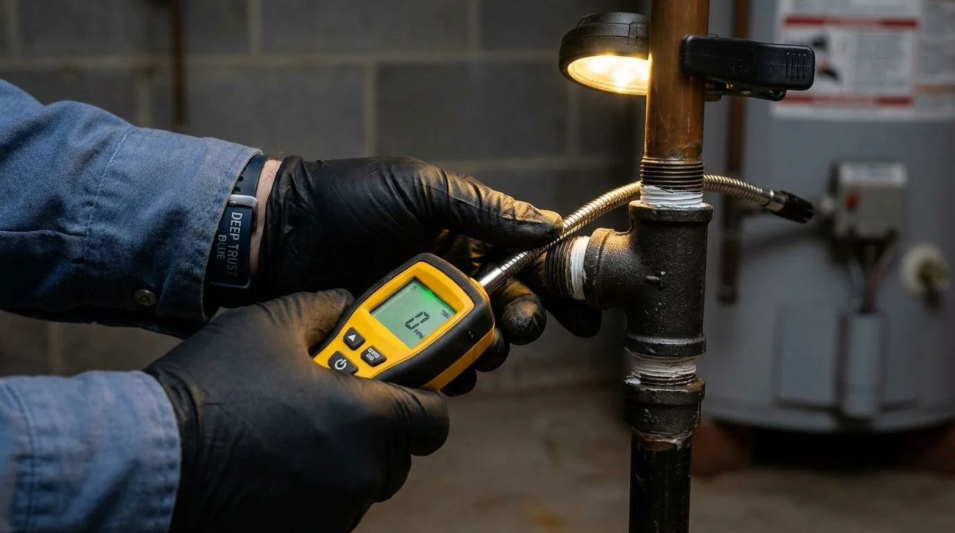 Gas leak detection with electronic sniffer by Johns Plumbing LLC in Tye